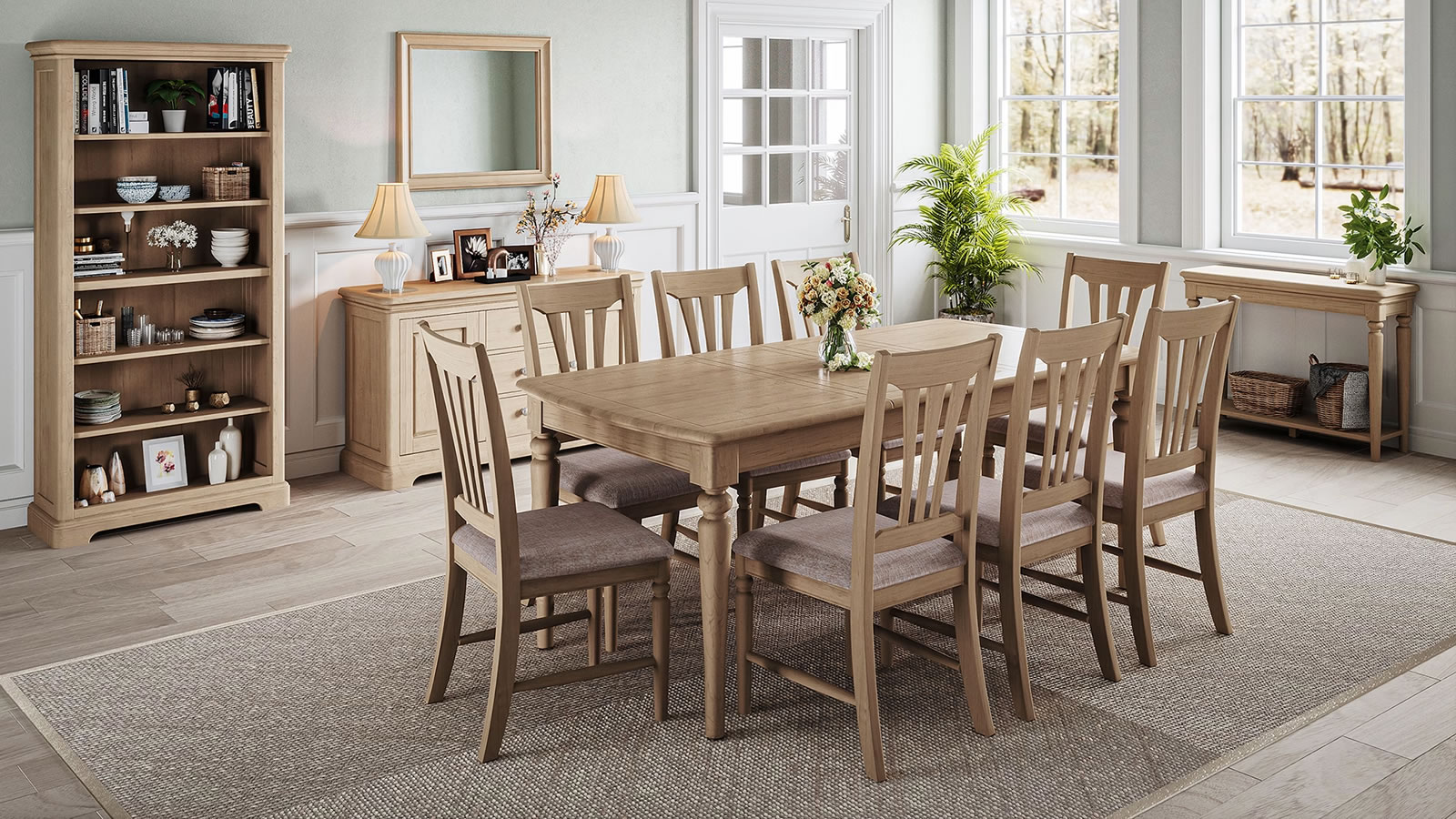 Signature Collection Leamington Oak Dining Medium Table Lifestyle